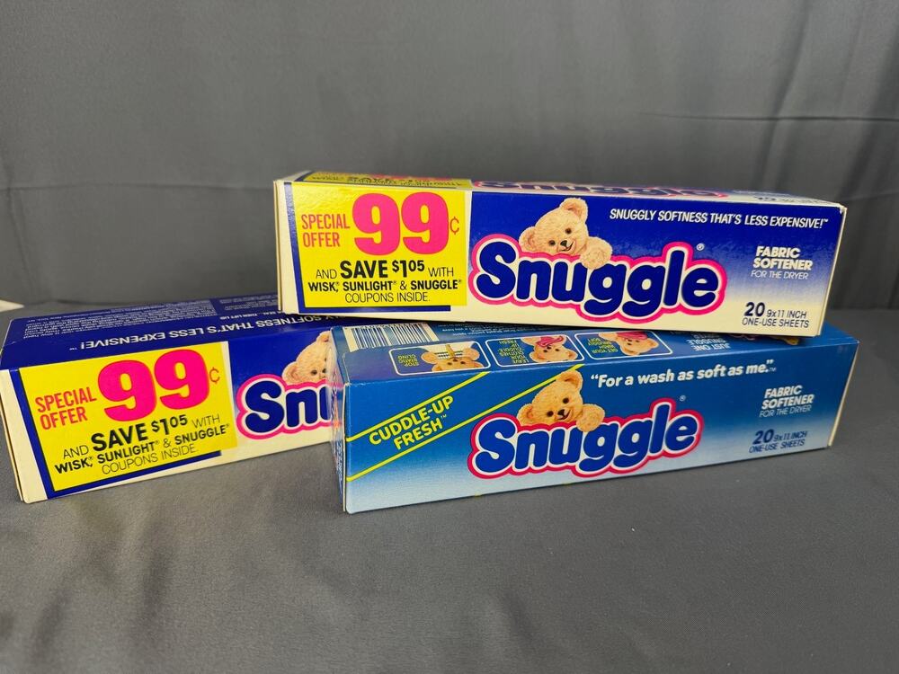 Vintage Snuggle Fabric Softener Dryer Sheets 3 Boxes From The 1980s, NOS Sealed
